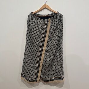Abercrombie Black & Cream Scarf Print Wrap Maxi Skirt | Size L